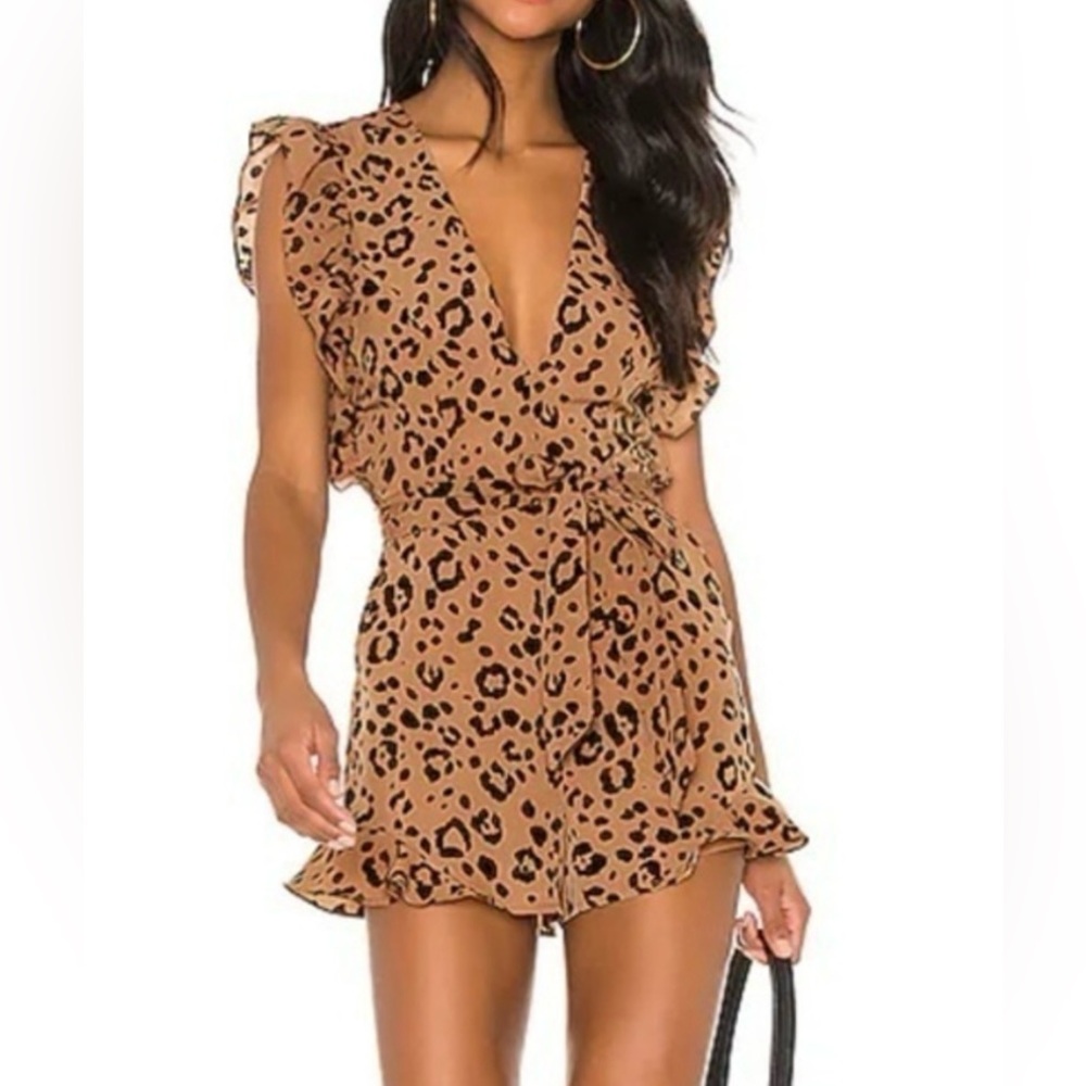 Lovers + Friends Tan Leopard Romper